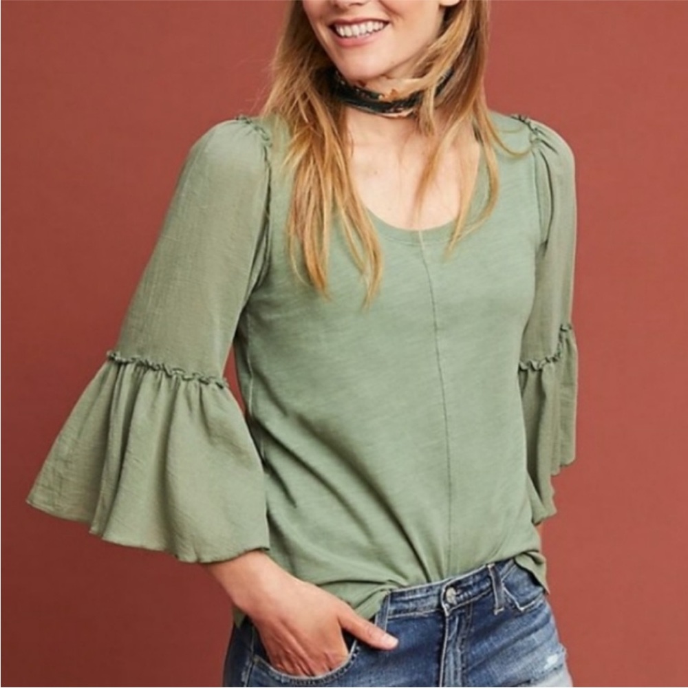 Anthropologie Bordeaux Foster Bell Sleeve Knit Top
